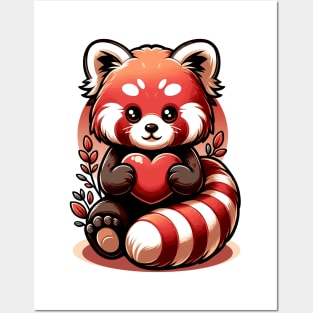 Cute Red Panda Animal Love Lovers Heart Posters and Art